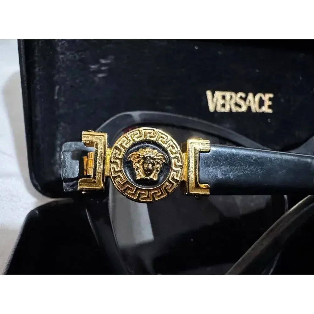VERSACE vintage Medusa head oversized sunglasses mod-4232 black gold y2k